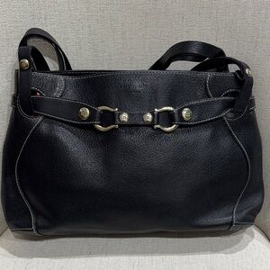 Kate Spade Black Leather Shoulder Bag with Gold Accents